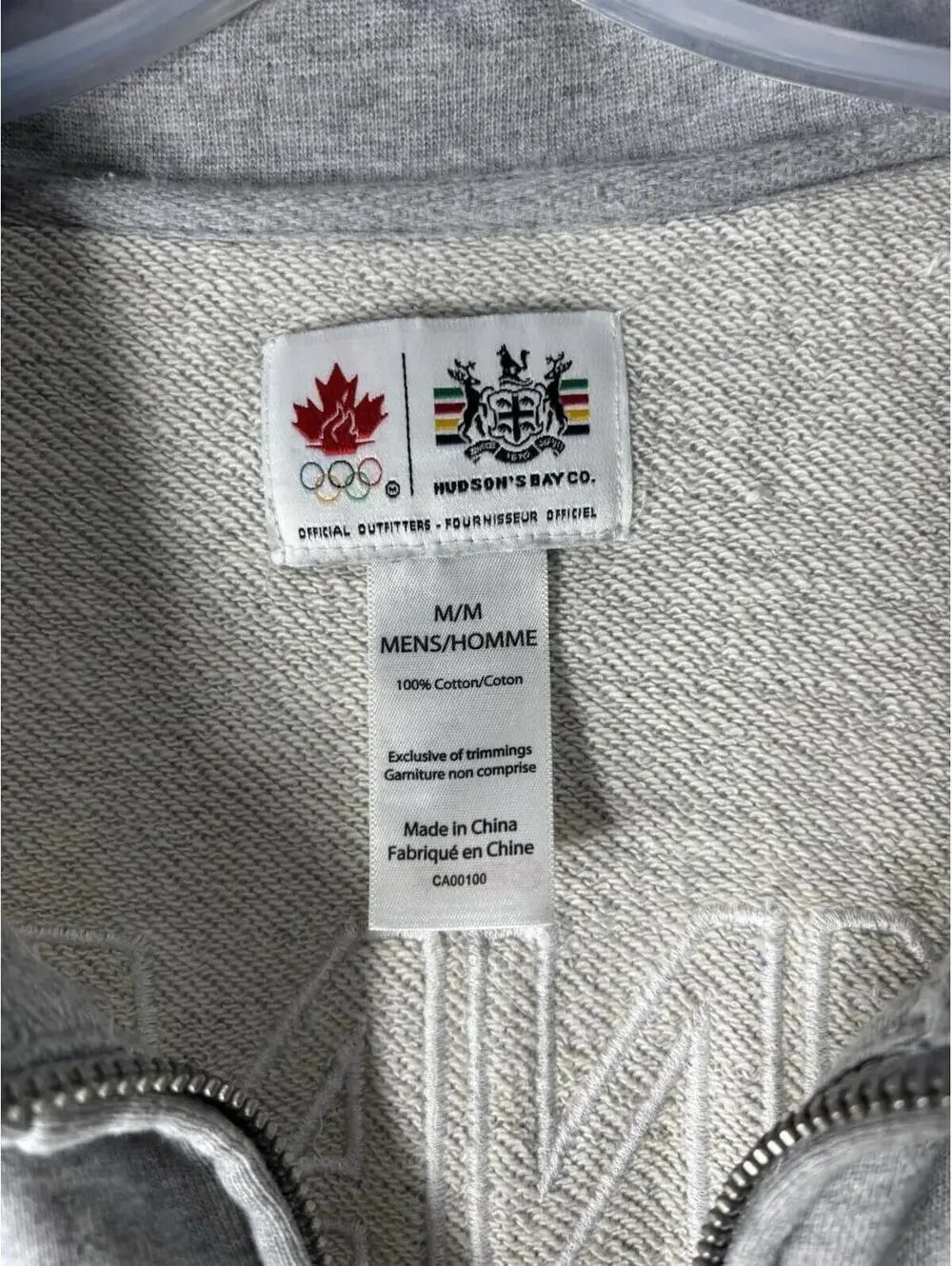 Hudson's Bay CO HBC Gray Sweatshirt Zip-up Men’s Medium - Picture 8 of 15